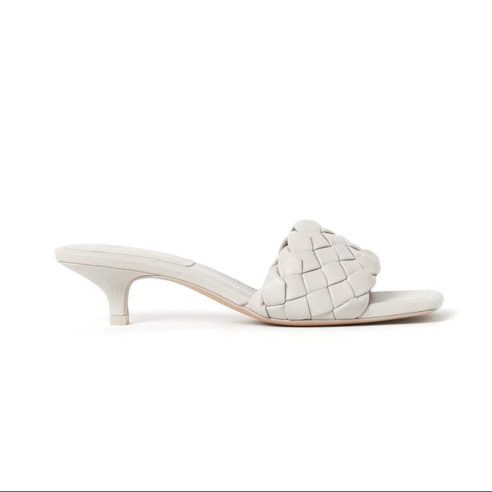 H&M Braided Leather Mule Sandals With Kitten Heel